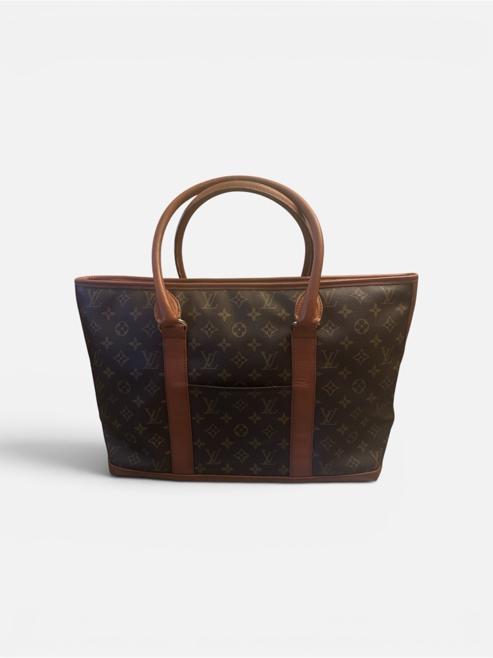 Louis Vuitton Monogram Canvas Brown Weekend PM Tote with Tan Trim
